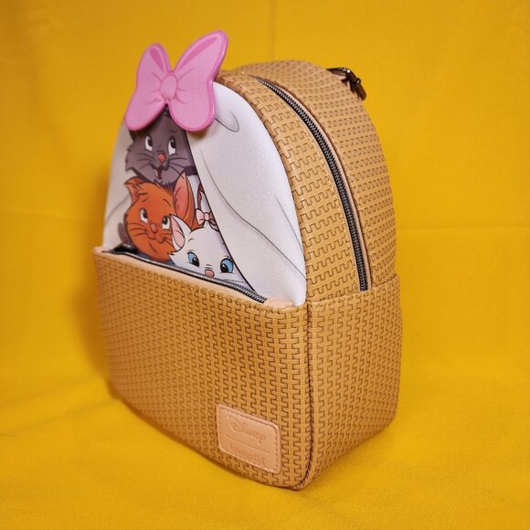 Loungefly Disney The Aristocats Marie Kitten Basket Bow Brown Mini Backpack NEW - Picture 7 of 11